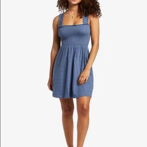Roxy Hanging 10 Dress Smocked Blue Sleeveless Bijou Blue S
